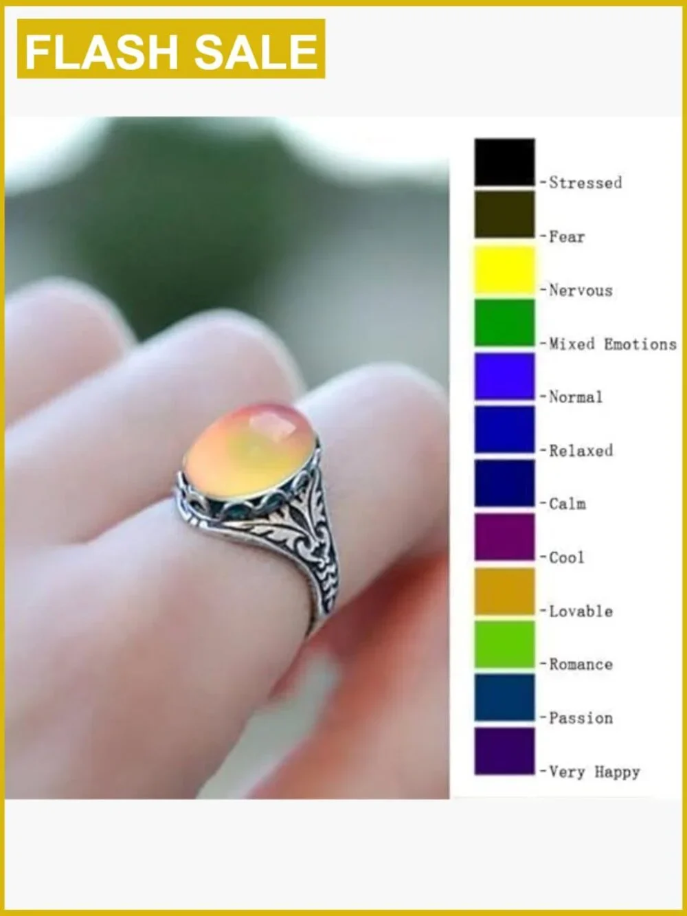 Vintage Mood Ring Stainless Steel Color Changing Ring Statement Jewelry